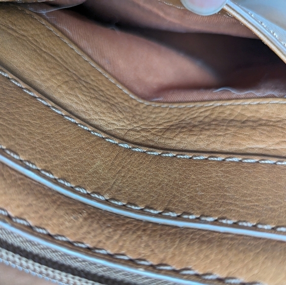 Fossil Genuine Leather Satchel Briefcase Laptop Top-Handle Bag Chestnut Brown - Picture 6 of 14